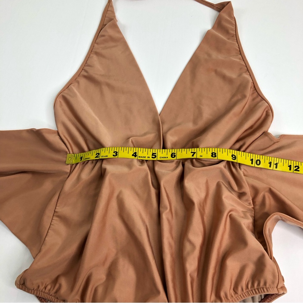 Sculpting Halter One-Piece Swimsuit in Warm Tan - Picture 13 of 16